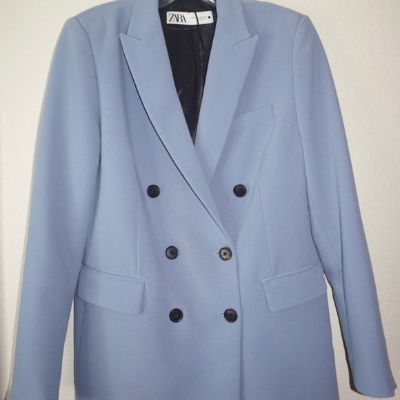 Zara Double Breasted Blazer in Periwinkle Blue - Picture 4 of 9